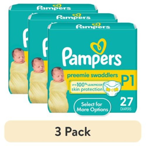 (3 pack) Pampers Swaddlers Baby Diapers Size Preemie, 27 Count (Select for More Options)