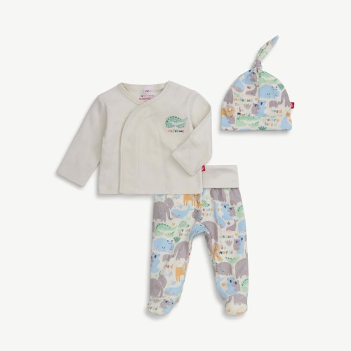Magnetic Me - Organic cotton magnetic take-me-home kimono set (Little Lovin)