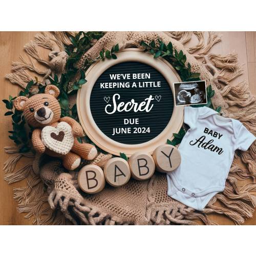 Digital Pregnancy Announcement for Social Media, Editable Letter Board Pregnancy Announcement, Gender Neutral Announcement, Instant Download
