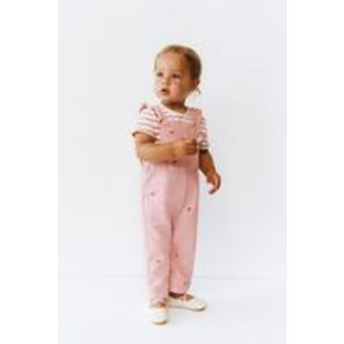 EMBROIDERED FLOWER TWILL OVERALLS - Pink | ZARA United States