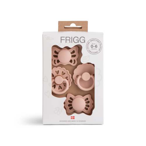FRIGG Baby's First Pacifier Floral Heart 4-Pack | Twinkle Twinkle Little One in Blush