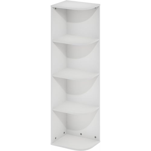 Furinno Pasir 4-Tier Corner Open Shelf Bookcase, White