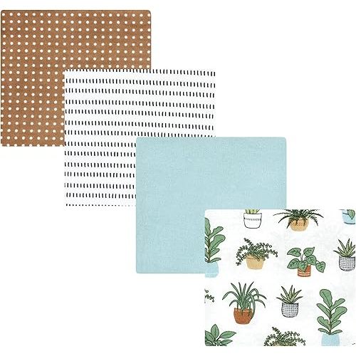 Hudson Baby Unisex Baby Cotton Flannel Receiving Blankets, Plants, One Size
