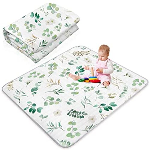 Boho Rainbow Portable Baby Play Mat, 43 x 43 Inch Washable Foldable Crawling Mat, Non Slip Playmat for Babies, Kids Play Mats Pad for Floor Playpen Toddler Infants Tummy Time Activity