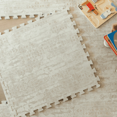Little Landings EVA Foam Play Mat, Sandstone (4x6ft), Non-Toxic Interlocking Floor Mat for Babies and Toddlers