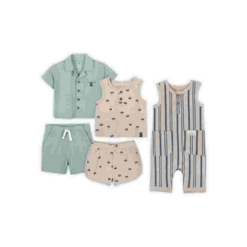 Little Star Organic Baby Boy 6Pc Mix and Match Outfit Set, Palm Trees, Size 24 Months