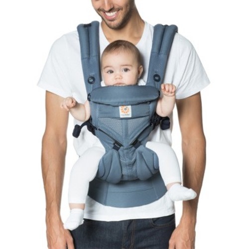 Ergobaby Omni 360 Cool Air Mesh All Position Breatheable Baby Carrier with Lumbar Support - Oxford Blue 7-45lb