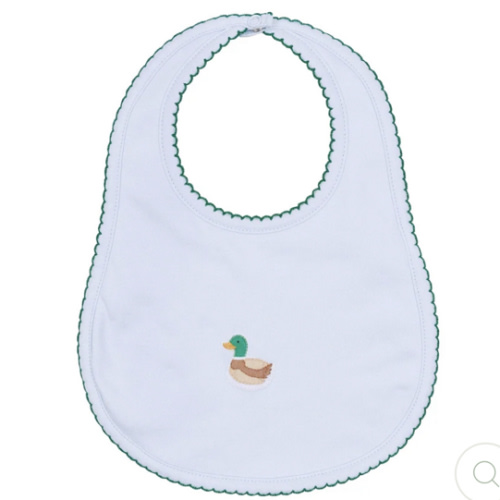 Mini Mallard Embroidered Bib- Light blue