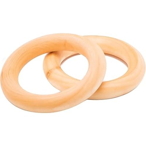 Walnut Tree - Maple Wood Teething Rings, Natural Wooden Teething Ring, Handcrafted Baby Teether, Plastic & Lead-Free Teething Ring, Baby Teether Toys, 3 Inches, Set of 4