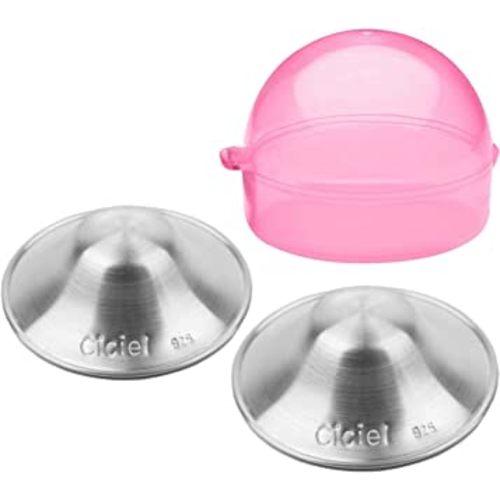 The Original Silver Nursing Cups - Nipple Shields for Nursing Newborn - Newborn Breastfeeding Essentials Must Haves - Nipple Covers Breastfeeding - Postpartum Cover - (Regular (Pink Case))