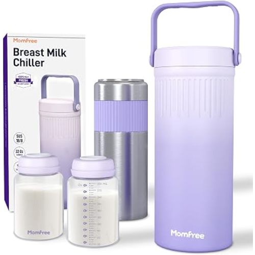 22oz Portable Breast Milk Cooler for Breastmilk, Liquid Gold Saver 360° Cooling Keeps Milk Fresh for 24 Hours, Larger Capacity Breastmilk Chiller with 2pcs Bottles for Outdoor Mom