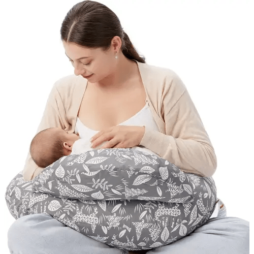 Momcozy Original Nursing Pillow, Ergonomic Breastfeeding Pillows with Security Fence for Baby, Adjustable Waist Strap and Removable Cotton Cover, Gazelle