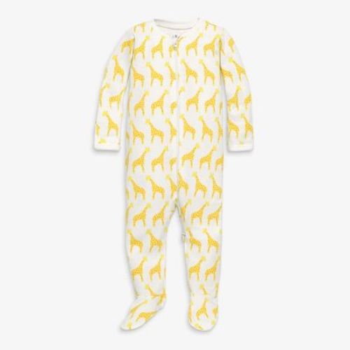 Primary Baby Organic Zip Footie in Stream Sheep Size Newborn