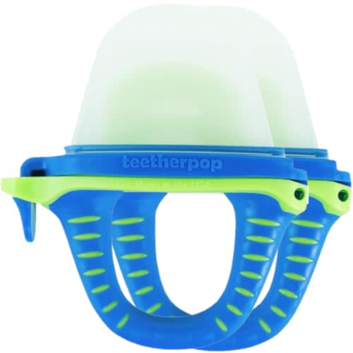 Teetherpop Fillable Freezable Feeder – Spill-Proof Design for Baby Led Weaning – Perfect for Breastmilk Storage, Smoothies, or Purees – Baby Feeding Essentials (BlueLime)
