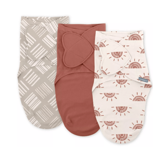 Swaddleme By Ingenuity Monogram Collection Swaddle Wrap, For Ages 0-3 Months - Rising Sun - 3pk