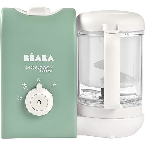 BEABA Babycook Express - the Fastest Babycook, Baby Food Maker, Baby Food Processor, Baby Food Steamer, Large Capacity, Make 34 Servings of Healthy Food for Baby in 15 Mins, Baby Essentials, Sage