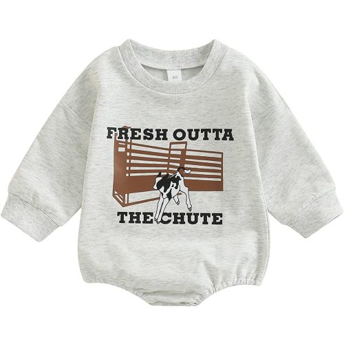 Hnyenmcko Western Baby Boy Girls Clothes Newborn Infant Cow Print Sweatshirt Romper Oversized Long Sleeve Bodysuit