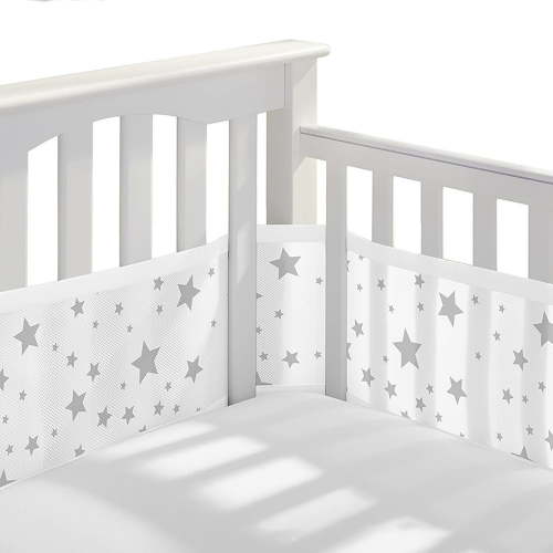 Clearance Chaoliuy Crib Bumpers Mini Crib Breathable Crib Bumper Grey Mesh Crib Bumper For Full Size Crib Breathable Mesh