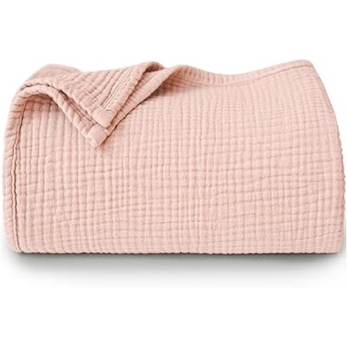 Muslin Baby Blanket for Boys and Girls, Cotton Receiving Swaddle Crib Blanket for Neutral Newborn - Soft & Breathable Baby Quilt (Pink)