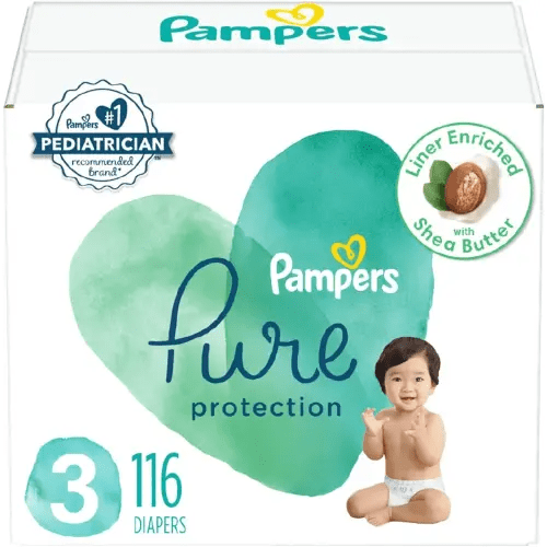 Pampers Pure Protection Diapers - Size 3, 116 Count, Hypoallergenic Premium Disposable Baby Diapers (Packaging May Vary)