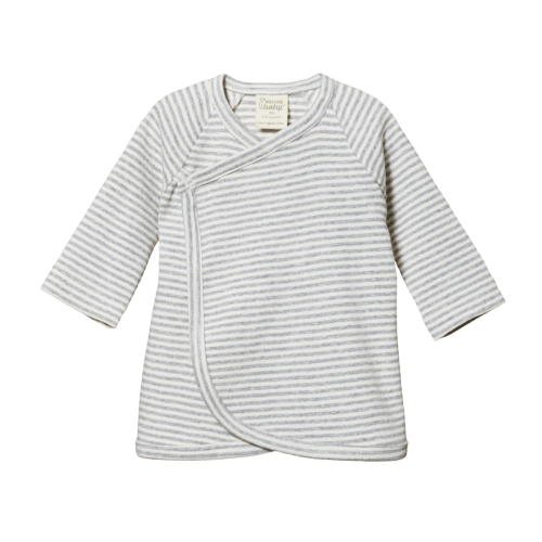 Nature Baby: Size 0-3 Kimono Jacket (Grey Marle Stripe)