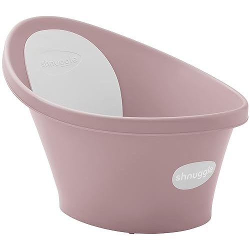 Shnuggle Newborn Baby Bath | Built in Support Bump and Soft Backrest | Suitable from Newborn | Bath Seat Support Includes Plug | Blossom Pink