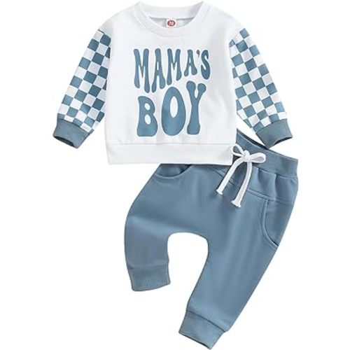 Toddler Baby Boy Clothes Mamas Boys Long Sleeve Letter Sweatshirt Pants Set Infant Newborn Fall Winter Outfit