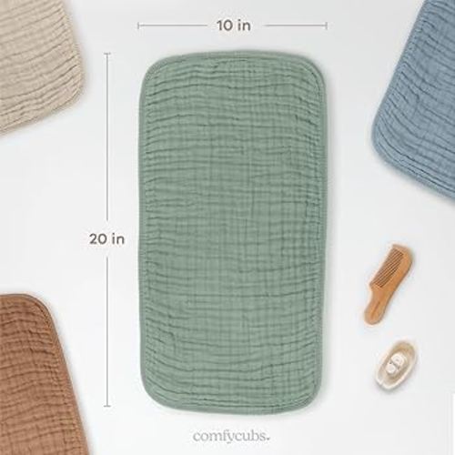 Amazon.com: Comfy Cubs Muslin Burp Cloths 20" x 10", Pack of 10 - Large, 6-Layer, Ultra Absorbent 100% Cotton for Baby Drool and Messes - Soft, Safe & Gentle Baby Burp Cloths for Boys & Girls - Fern : Baby