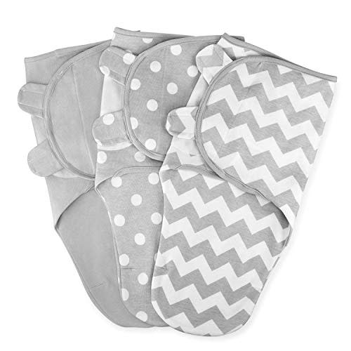 Comfy Cubs Swaddle Blanket Baby Girl Boy Easy Adjustable 3 Pack Infant Sleep Sack Wrap Newborn Babies 0-3 Months Old (Grey, Small-Medium)