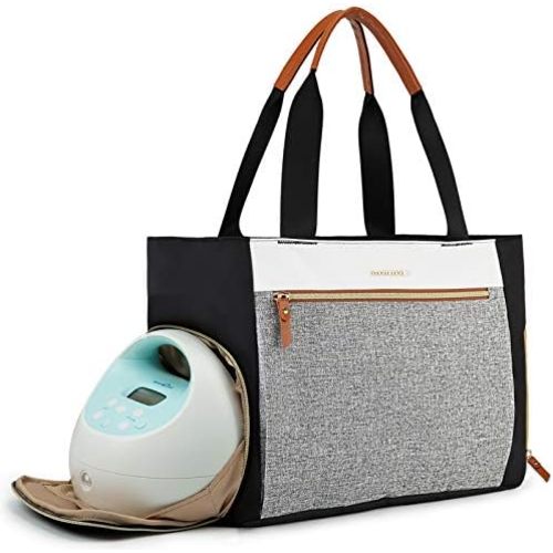 mommore Breast Pump Bag Diaper Tote Bag with 15 Inch Laptop Sleeve Fit Most Breast Pumps Like Medela, Spectra S1,S2, Evenflo