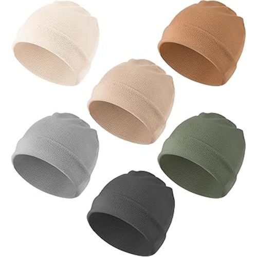 Konssy 6 Pack Baby Beanie Hats for Unisex, Toddler Beanies Baby Girl Boy Hat Warm Cap for Baby, Infant, Toddler