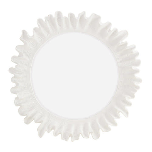 Atoll Round Mirror with Coral Inspired Ruffled Frame & Antique White Finish