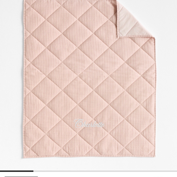 Personalized Supersoft Lilac Rose Quilted Striped 100% Organic Cotton Baby Crib Quilt