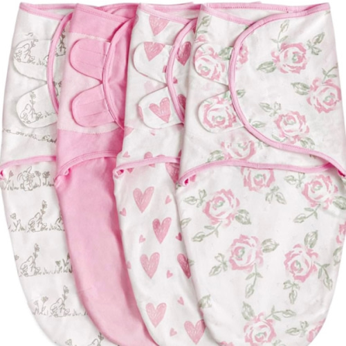 Organic Baby Swaddle Sleep Sacks, 4-Pack Swaddles for Newborns Baby Essentials, Infant 0-3 Months, 100% Cotton Soft & Snug Adjustable Wrap Nursery Swaddling Blankets Improves Sleep