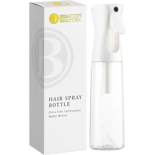 BeautifyBeauties Spray Bottle For Hair – Continuous Mister Spray Bottle for Hairstyling, Cleaning, Plants, Pets, Barbers, Salons, Essential Oil Scents (10.1 Ounce)