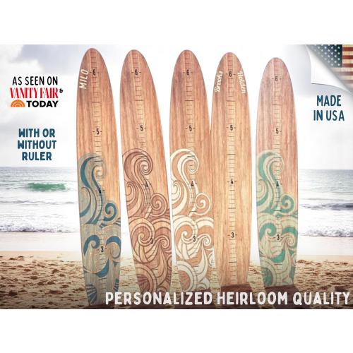 Surfboard Growth Chart Wooden Height Board Ocean Decor Kids Room Decor Coastal Nursery Decor Surf Board Wall Art Beach Themed Boy Girl Ruler