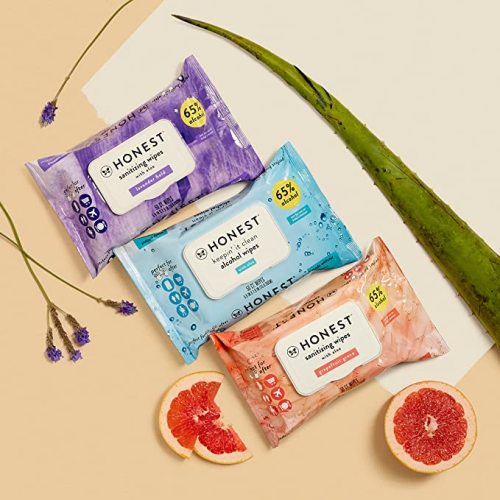 The Honest Company Sanitizing Alcohol Wipes | Kills 99% of Germs, Made With Aloe | Unscented, 150 Count (3 Packs of 50)