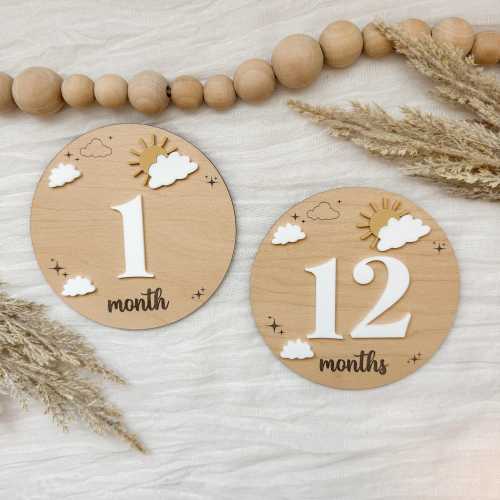Sun Cloud Stars Baby Milestone Set, Milestone Sign, Monthly Photo Milestone Set, Milestone Marker, Baby Gift, Baby Shower Gift, Keepsake