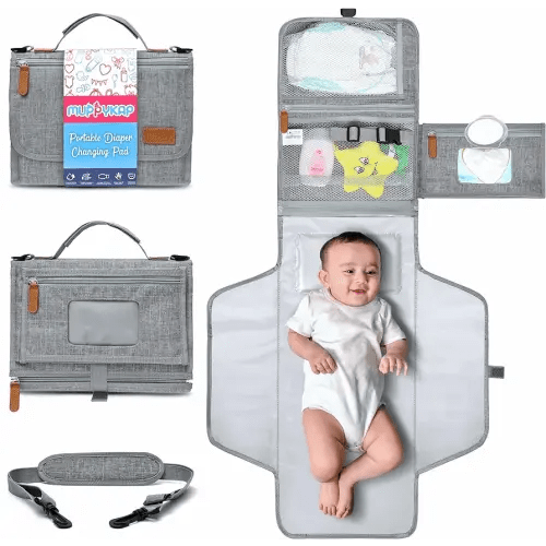 Portable Changing Pad with Shoulder Strap - Detachable Travel Changing Pad - Baby Shower Gifts - Fully Padded & Lightweight - Baby Boy Gifts - Diaper Changing Pad - Changing Mat 27"x22"