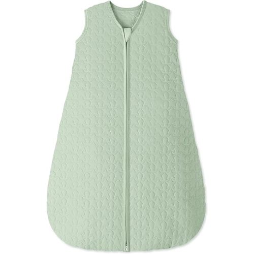 Baby Sleep Sack 0-6 Months 1.0 Tog Baby Wearable Blanket Cotton Sleeping Sack Quilted Baby Sleep Bag with 2-Way Zipper for Infant Newborn Green