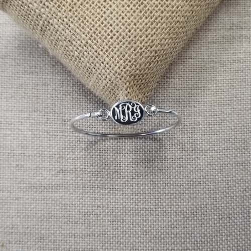 Silver Baby(Newborn to 2 Years) Oval Monogram Bracelet