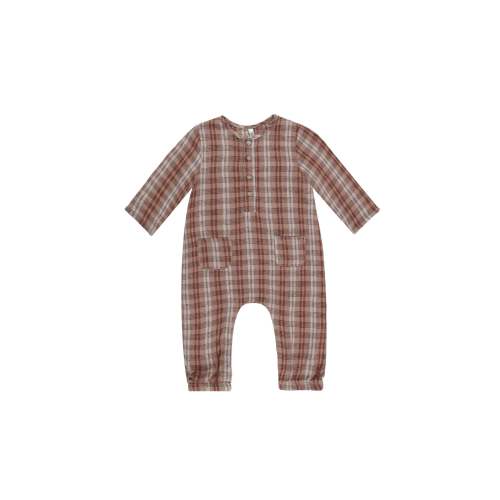Long Sleeve Woven Jumpsuit | Autumn Plaid