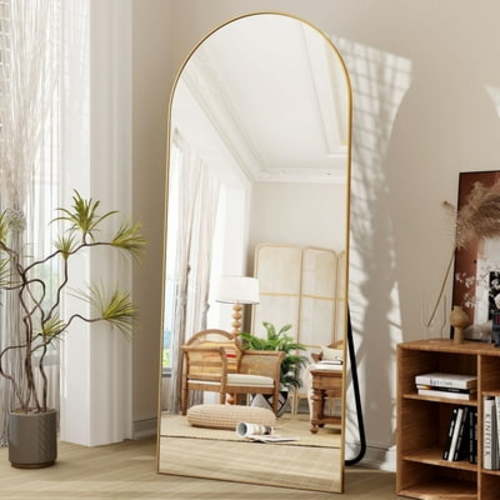 BEAUTYPEAK 71"x 26" Oversized Full Length Mirror Arch Standing Floor Mirror Full Body Mirror, Gold