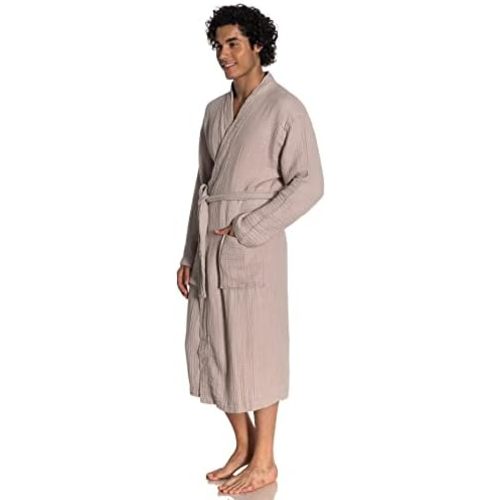 Muslin Unisex Bathrobe Women & Men, Turkish 100% Cotton Kimono Lightweight Robe | Long Robes Soft, Absorbent, Spa robes