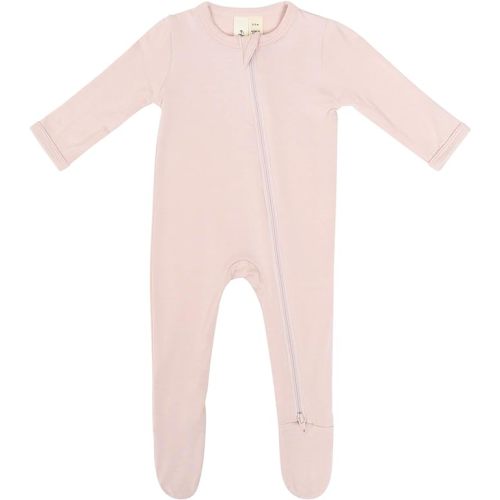 KYTE BABY Unisex Zipper Closure Footies, Rayon Made From Bamboo, 0-24 Months - 0-3 Months - Blush