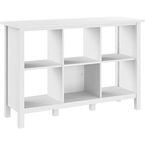 Bush Furniture Broadview 6 Cube, Home Office Storage Solution, Compact Shelving Unit for Workspace, Multi-Purpose Organizer for Books, 30W, Pure White