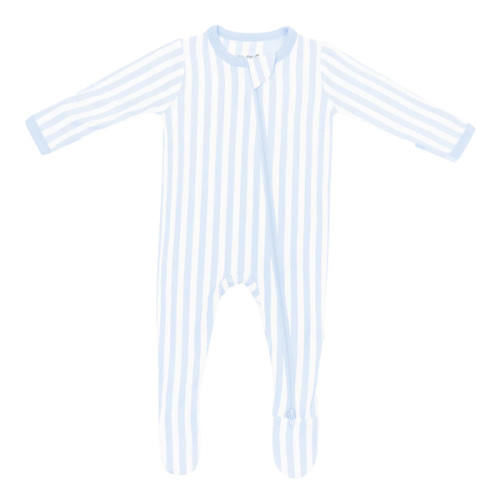 Zippered Footie in Small Mist Stripe