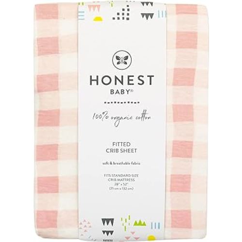 HonestBaby Unisex-Baby Fitted Crib Sheets Set Standard Mattress, 100% Organic Cotton Baby Boys, Girls, Neutral, 1 Pack - Tutu Cute, One Size
