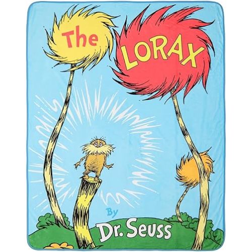 Dr. Seuss The Lorax Microfiber Fleece Throw Blanket (60" x 48") - Sublimated Graphics, Officially Licensed Standard