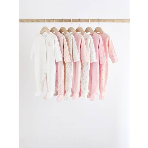 7 Pack Baby 100% Cotton Sleepsuits (0-2yrs)